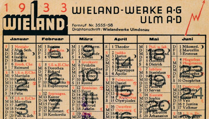 Wieland calendar 1933